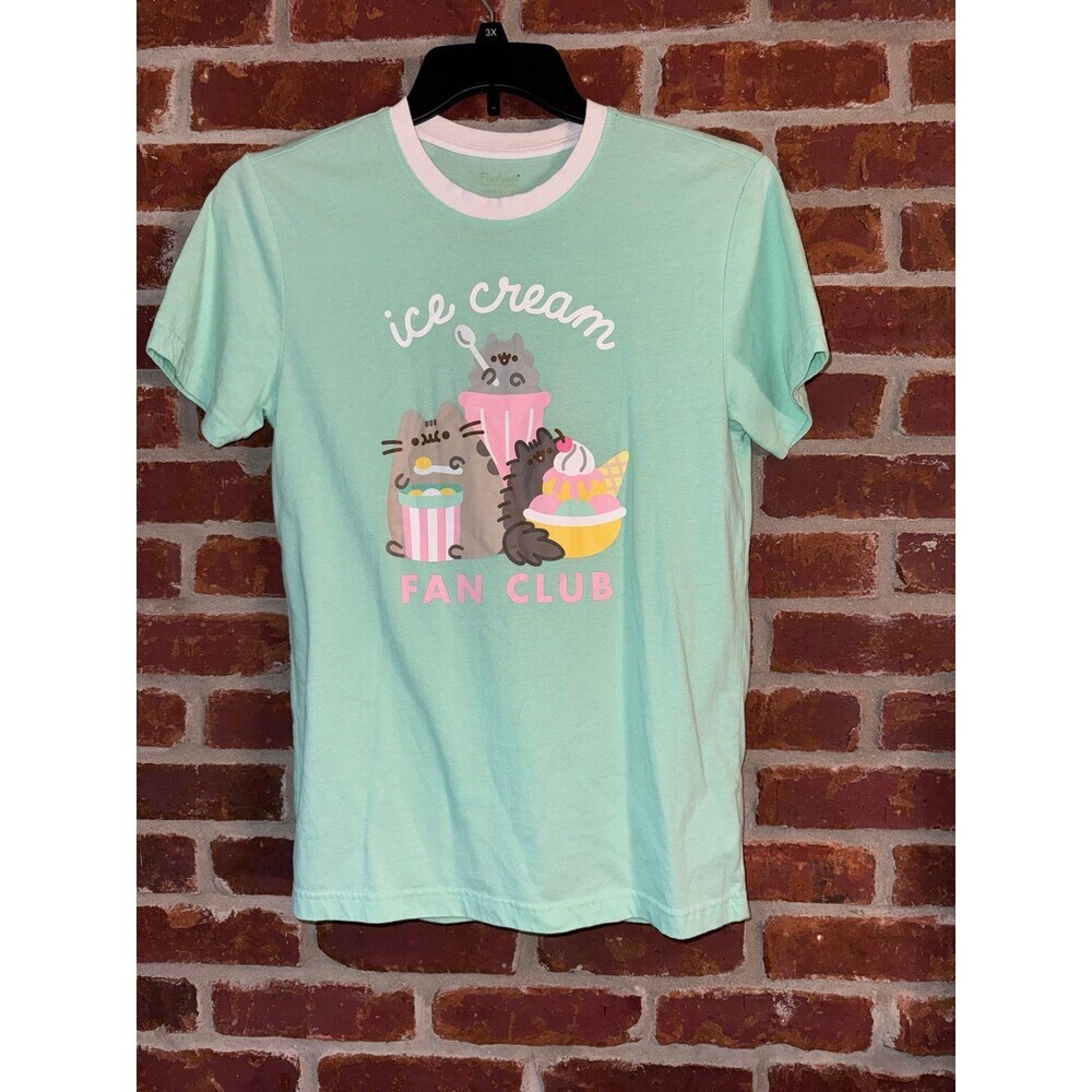 Pusheen mint green ringer tee. Ice cream fan club small